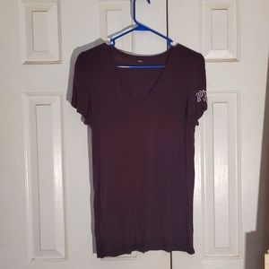 PINK Victoria’s Secret Burgundy V-Neck T-Shirt